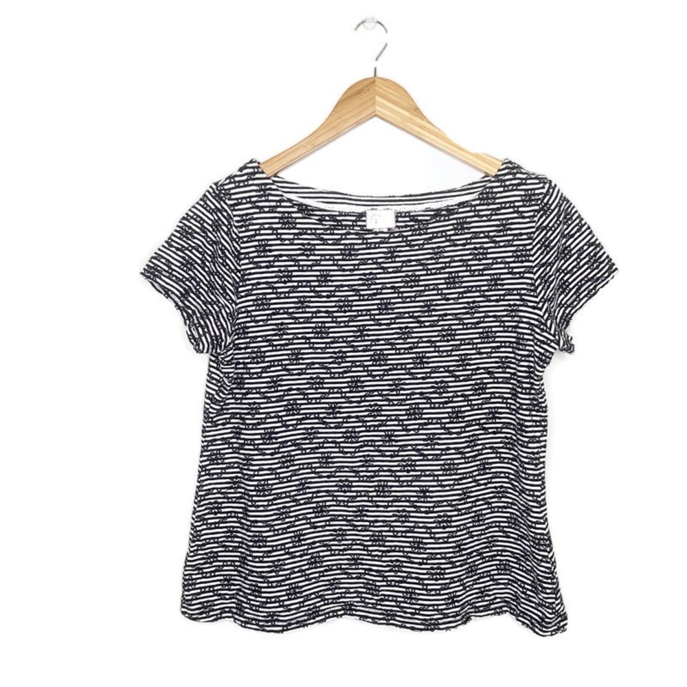 Anthro | Postmark Short Sleeve Embroidered Top